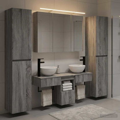 Bathroom Furniture Set 6 pcs Grey Sonoma