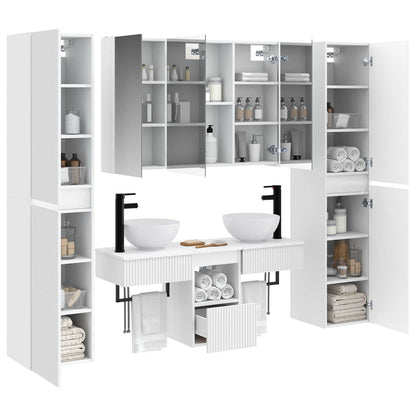 Bathroom Furniture Set 6 pcs White Engineered Wood and Glass