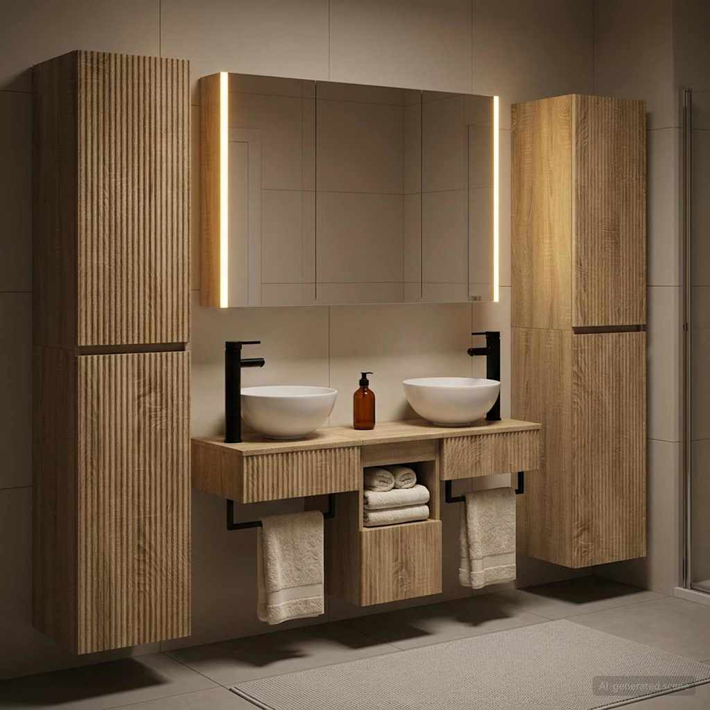 Bathroom Furniture Set 6 pcs Sonoma Oak