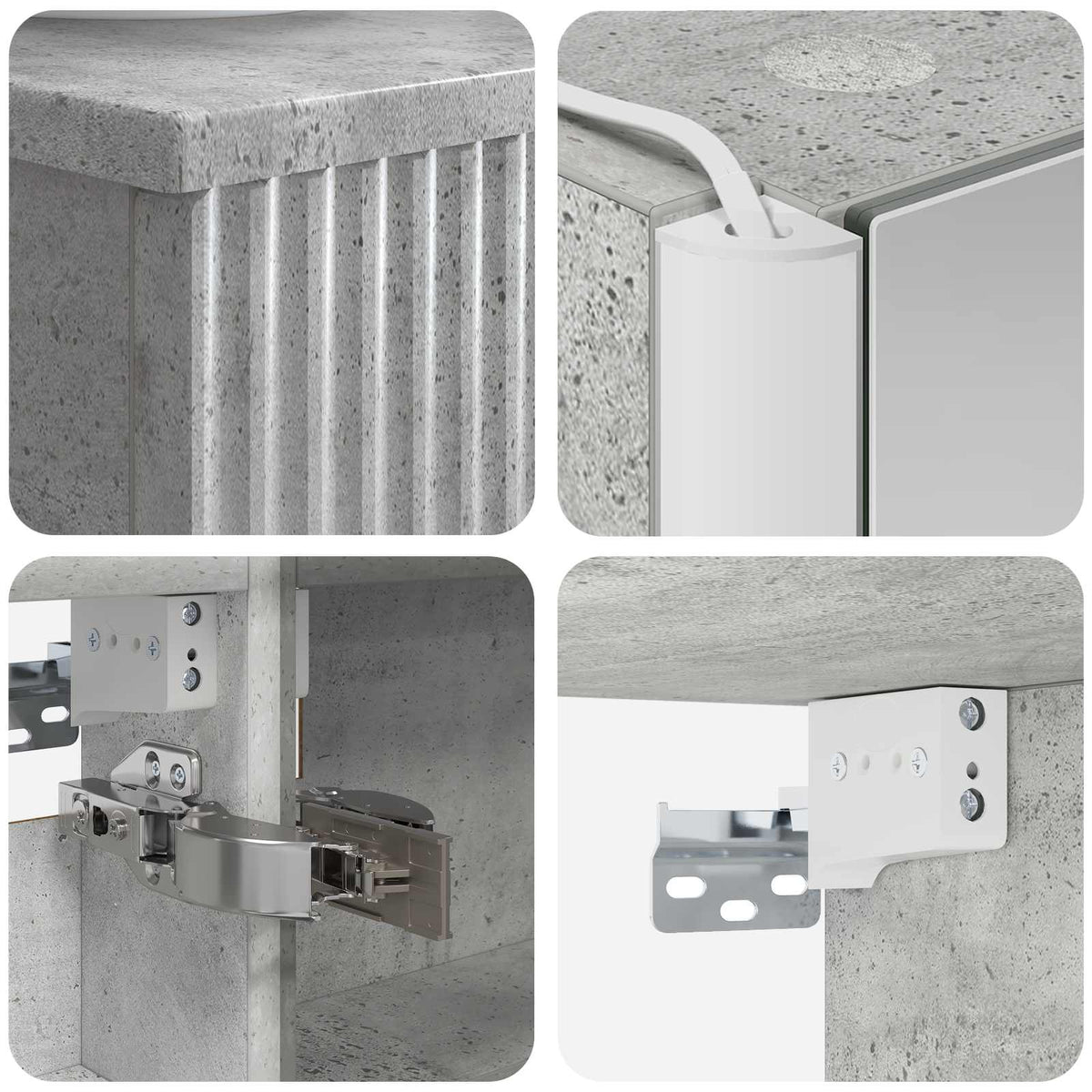 Bathroom Furniture Set 6 pcs Concrete Grey