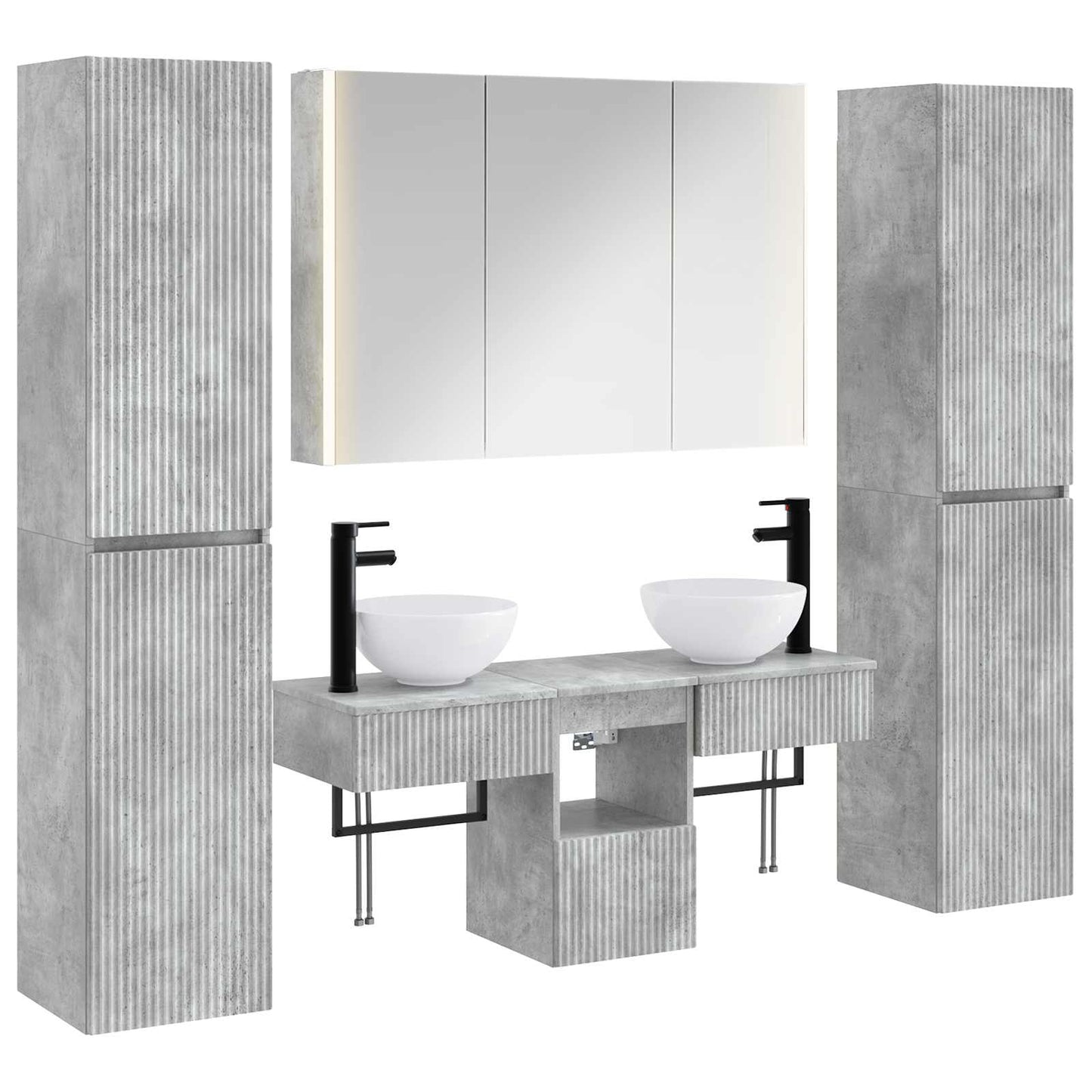 Bathroom Furniture Set 6 pcs Concrete Grey