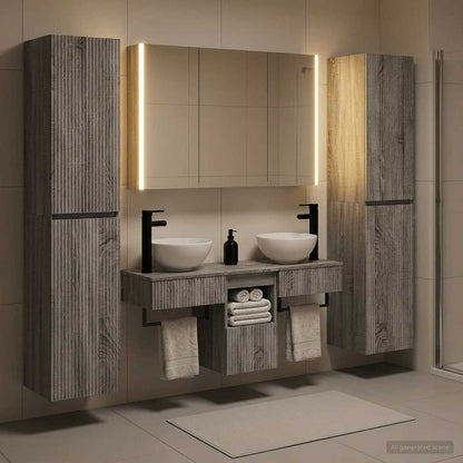Bathroom Furniture Set 6 pcs Grey Sonoma