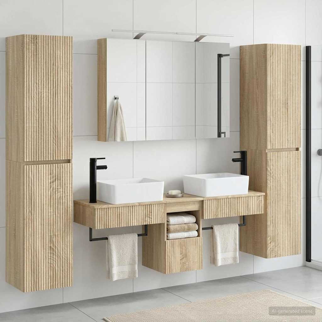 Bathroom Furniture Set 6 pcs Sonoma Oak