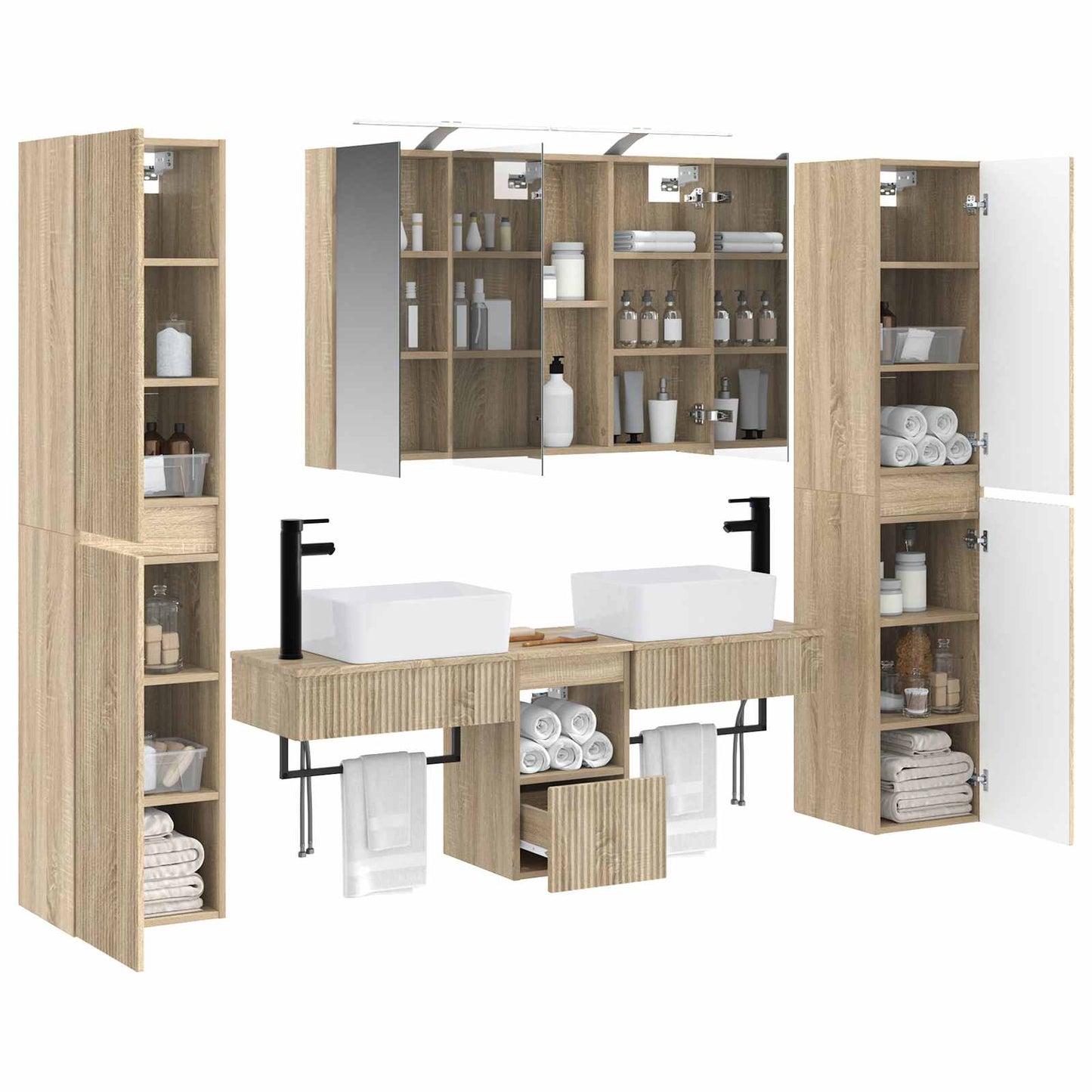 Bathroom Furniture Set 6 pcs Sonoma Oak