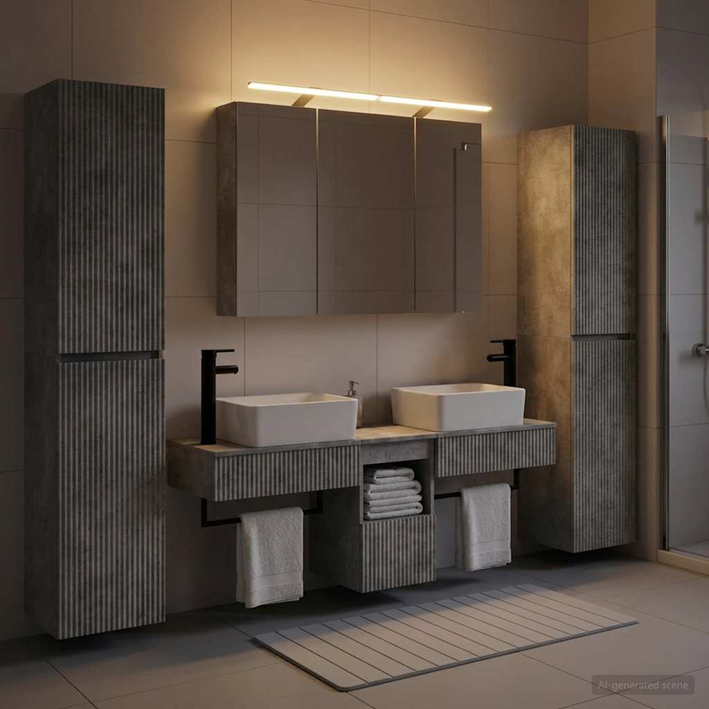 Bathroom Furniture Set 6 pcs Concrete Grey