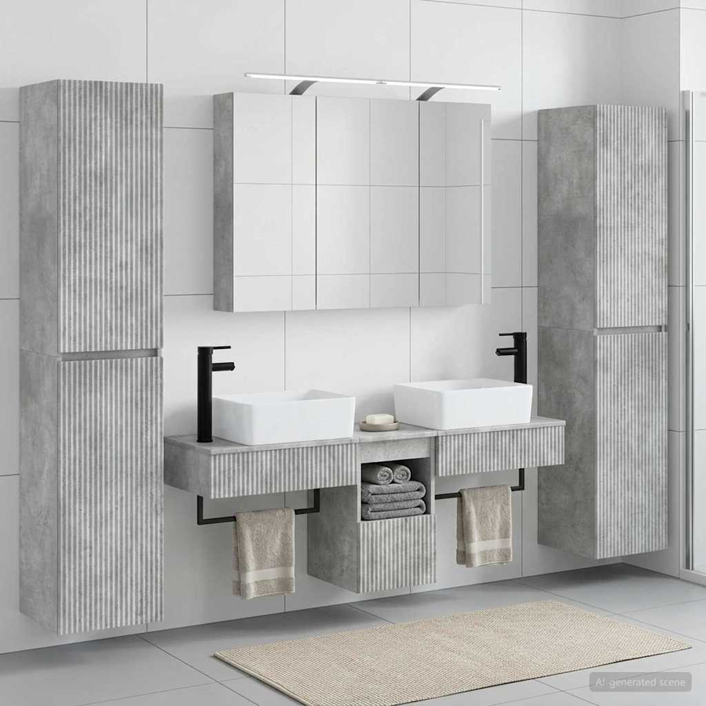 Bathroom Furniture Set 6 pcs Concrete Grey