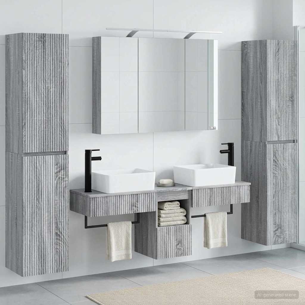 Bathroom Furniture Set 6 pcs Grey Sonoma