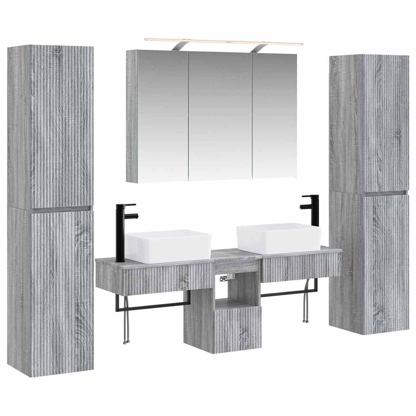 Bathroom Furniture Set 6 pcs Grey Sonoma