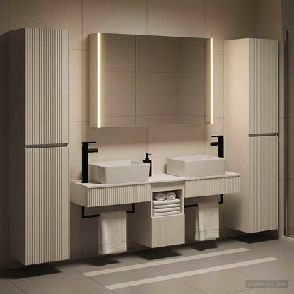 Bathroom Furniture Set 6 pcs White Engineered Wood and Glass