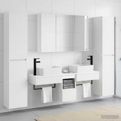 Bathroom Furniture Set 6 pcs White Engineered Wood and Glass