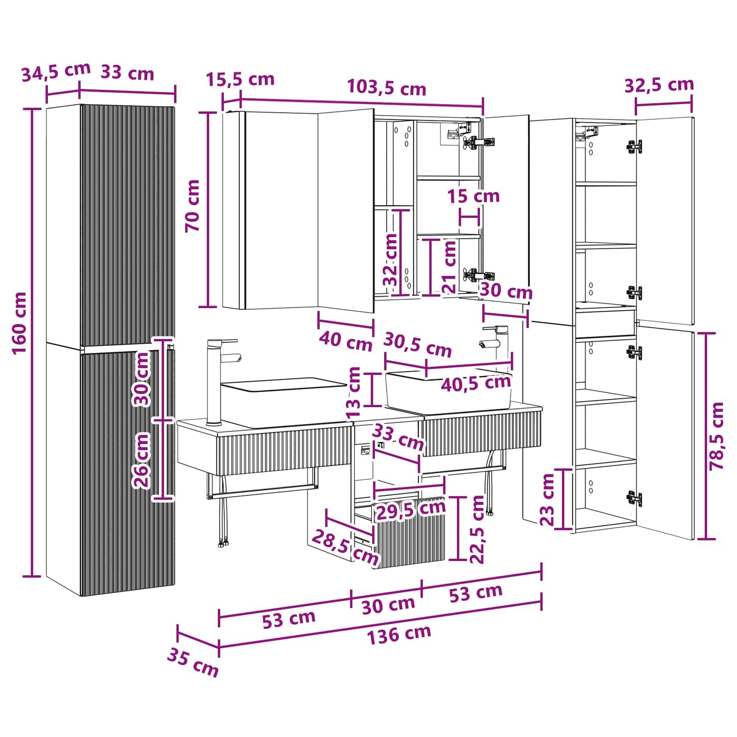 Bathroom Furniture Set 6 pcs Sonoma Oak