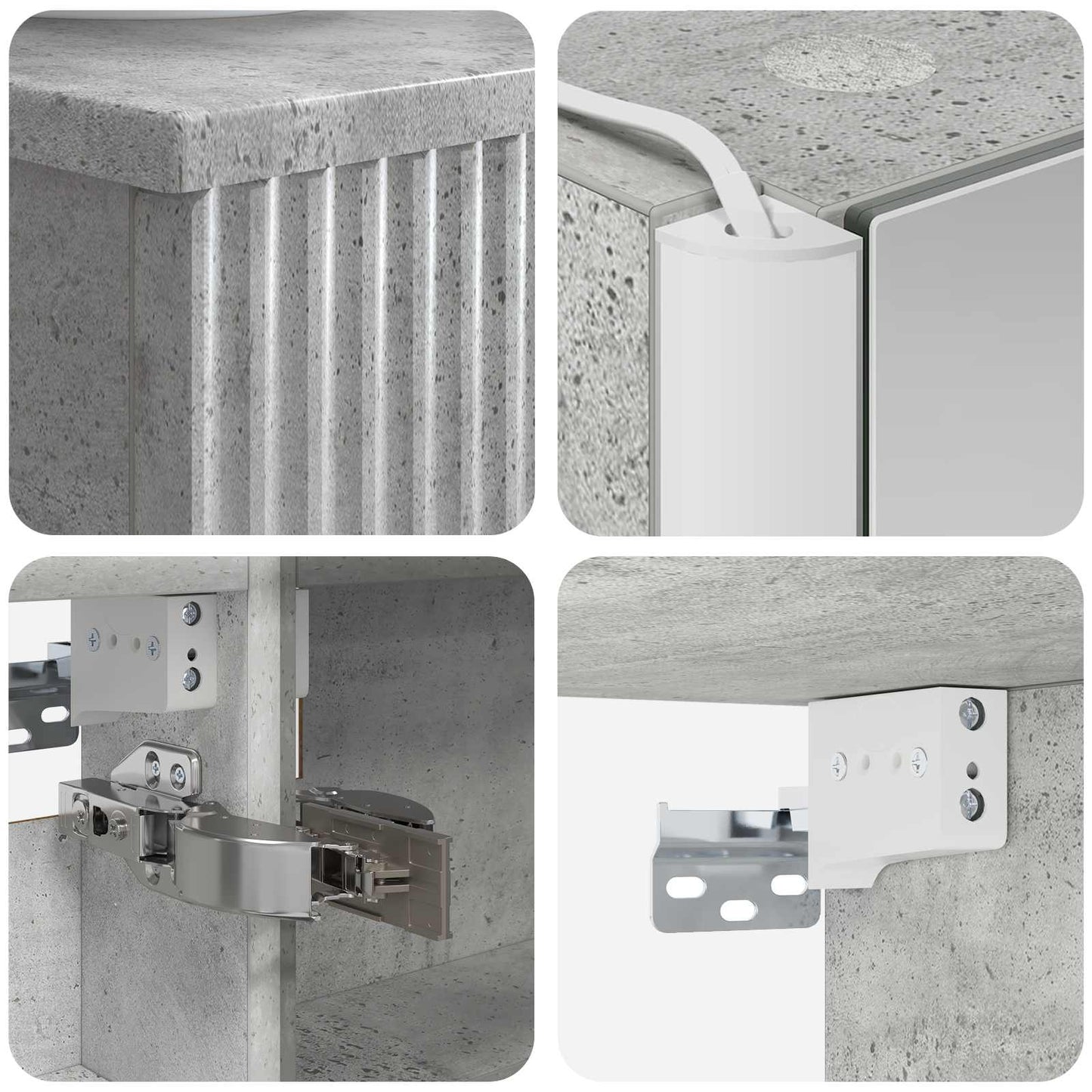 Bathroom Furniture Set 6 pcs Concrete Grey