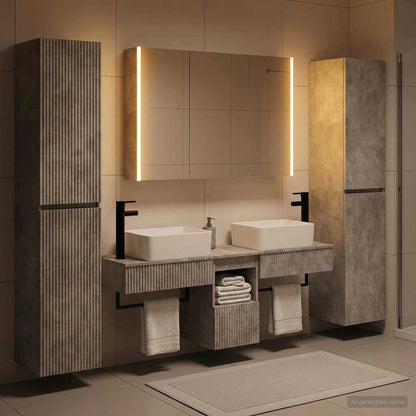 Bathroom Furniture Set 6 pcs Concrete Grey