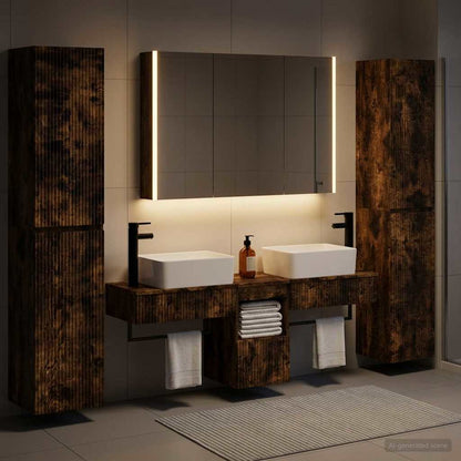 Bathroom Furniture Set 6 pcs Smoked Oak