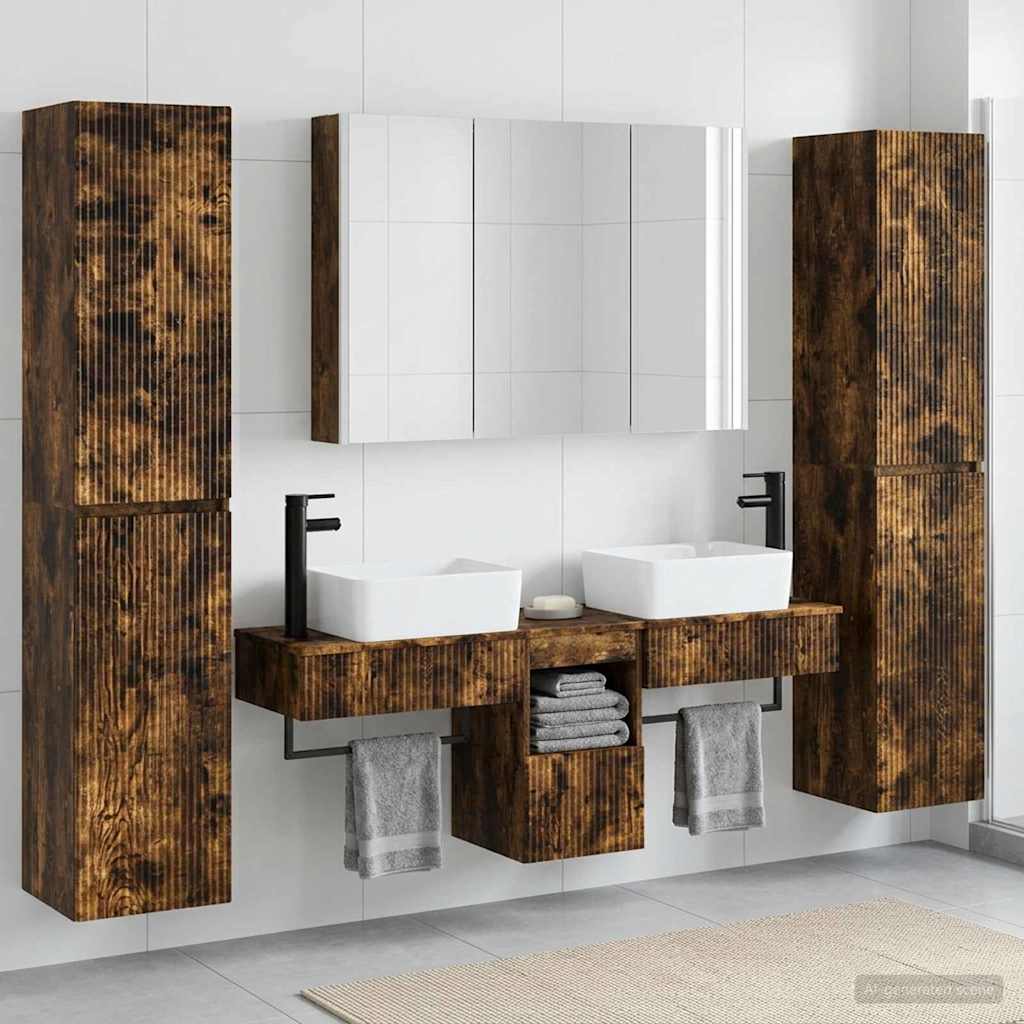 Bathroom Furniture Set 6 pcs Smoked Oak