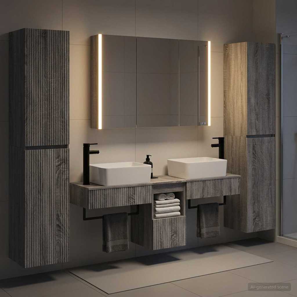 Bathroom Furniture Set 6 pcs Grey Sonoma