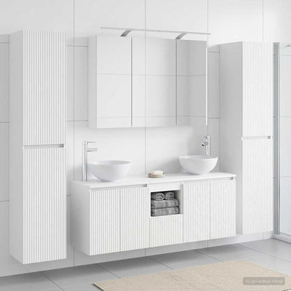 Bathroom Furniture Set 6 pcs White Engineered Wood and Glass