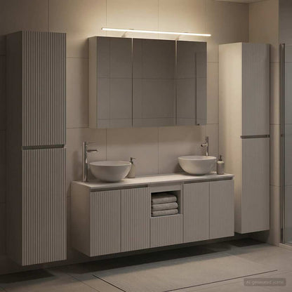 Bathroom Furniture Set 6 pcs White Engineered Wood and Glass