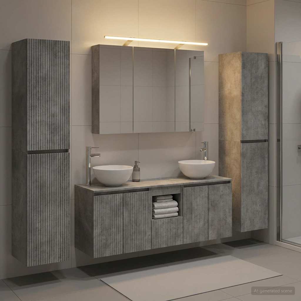 Bathroom Furniture Set 6 pcs Concrete Grey