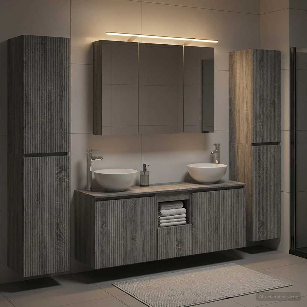 Bathroom Furniture Set 6 pcs Grey Sonoma