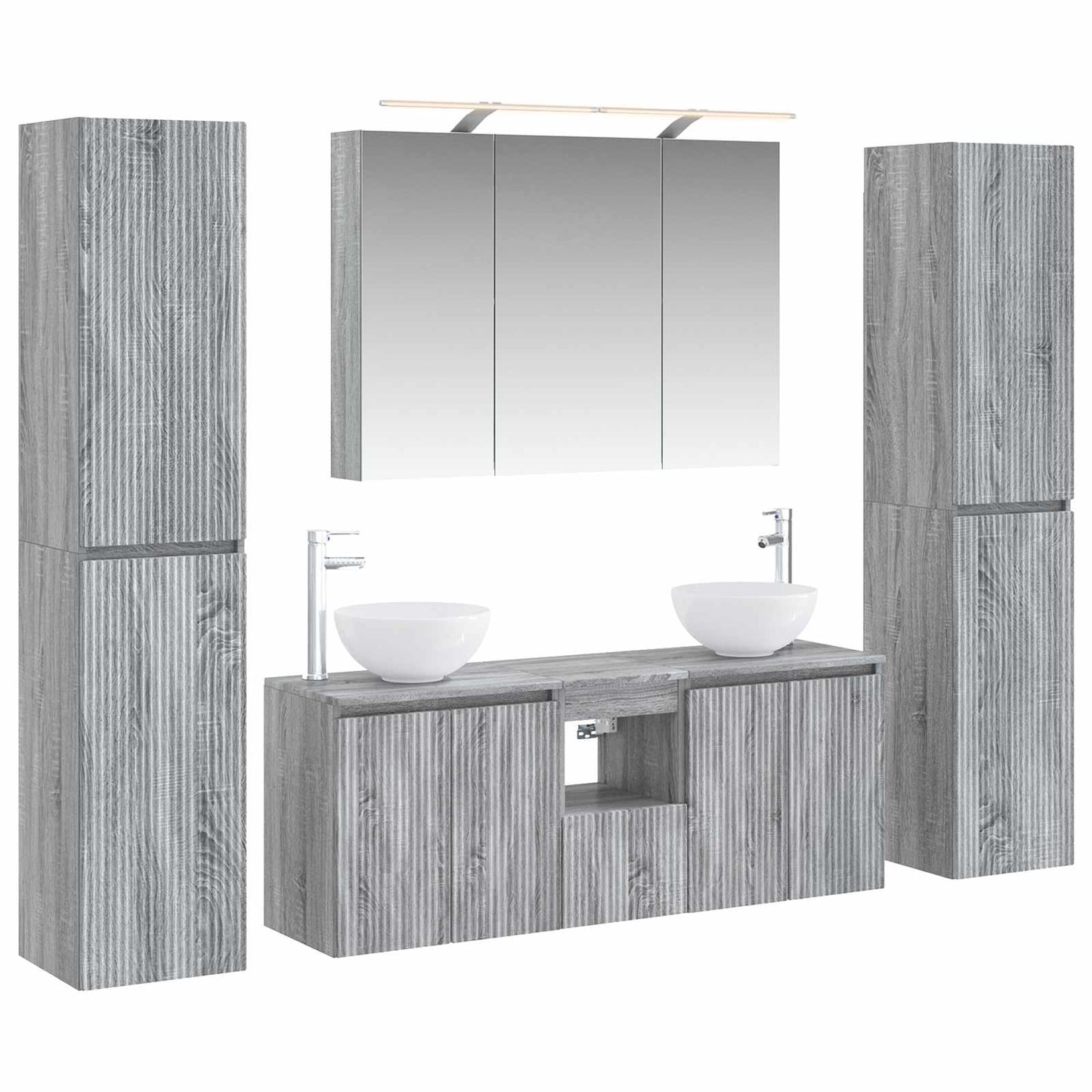 Bathroom Furniture Set 6 pcs Grey Sonoma