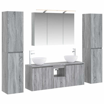 Bathroom Furniture Set 6 pcs Grey Sonoma