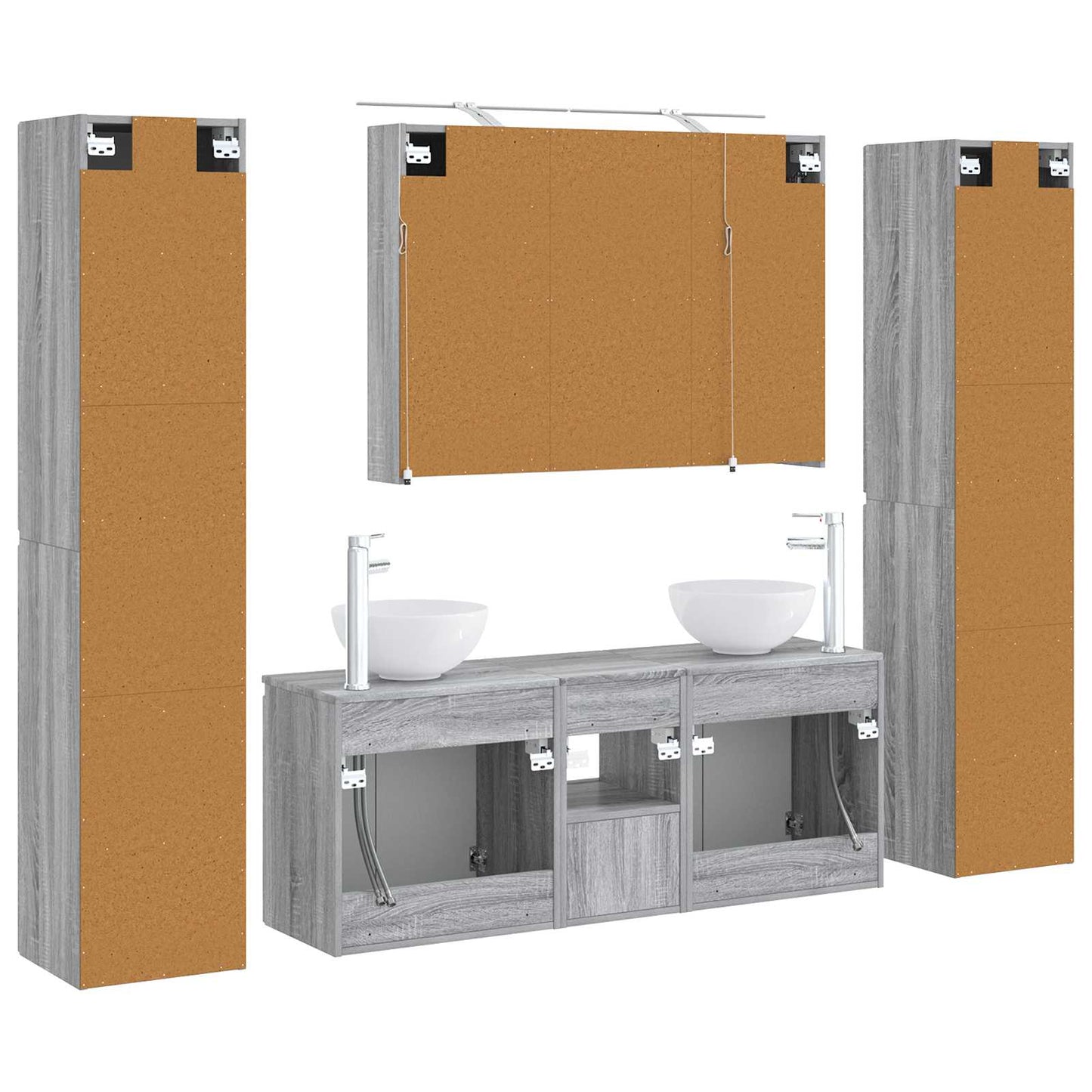 Bathroom Furniture Set 6 pcs Grey Sonoma