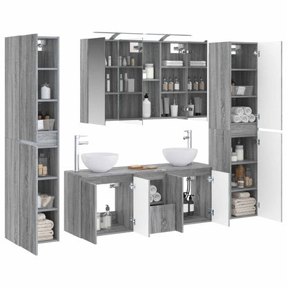 Bathroom Furniture Set 6 pcs Grey Sonoma