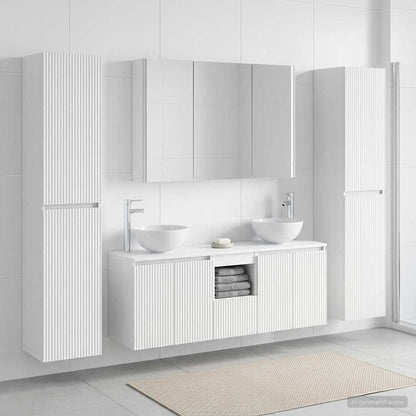 Bathroom Furniture Set 6 pcs White Engineered Wood and Glass