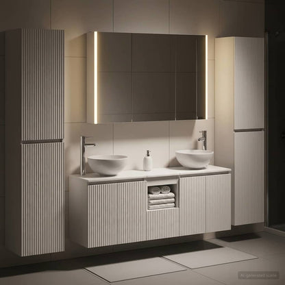 Bathroom Furniture Set 6 pcs White Engineered Wood and Glass