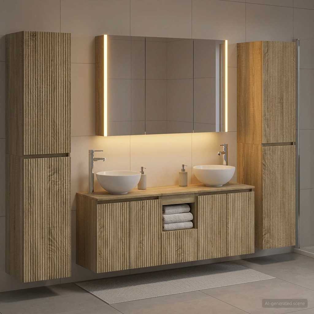 Bathroom Furniture Set 6 pcs Sonoma Oak