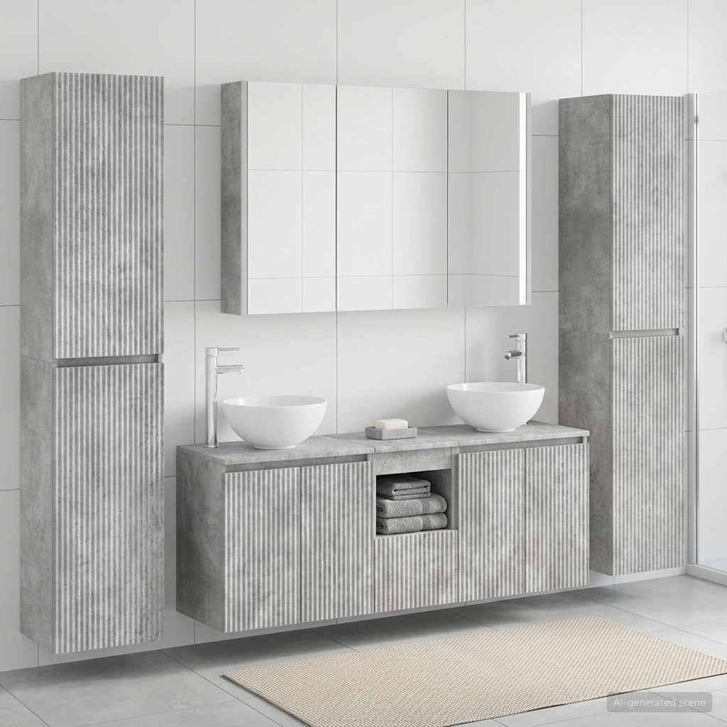 Bathroom Furniture Set 6 pcs Concrete Grey