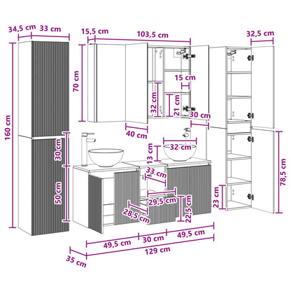 Bathroom Furniture Set 6 pcs Concrete Grey