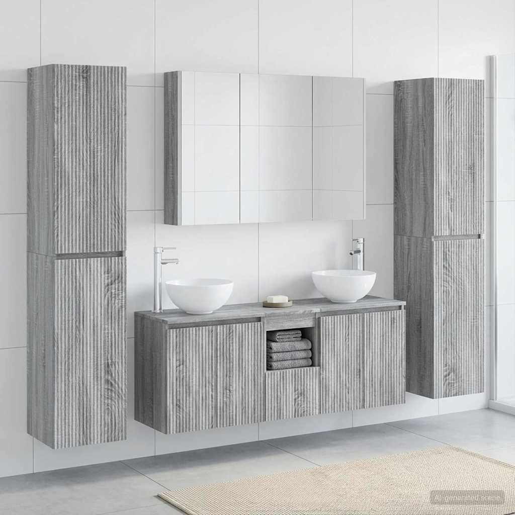 Bathroom Furniture Set 6 pcs Grey Sonoma
