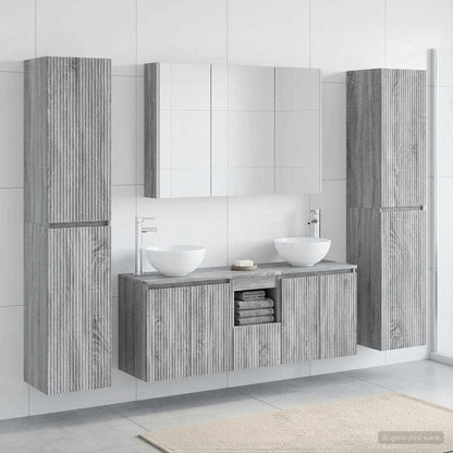 Bathroom Furniture Set 6 pcs Grey Sonoma