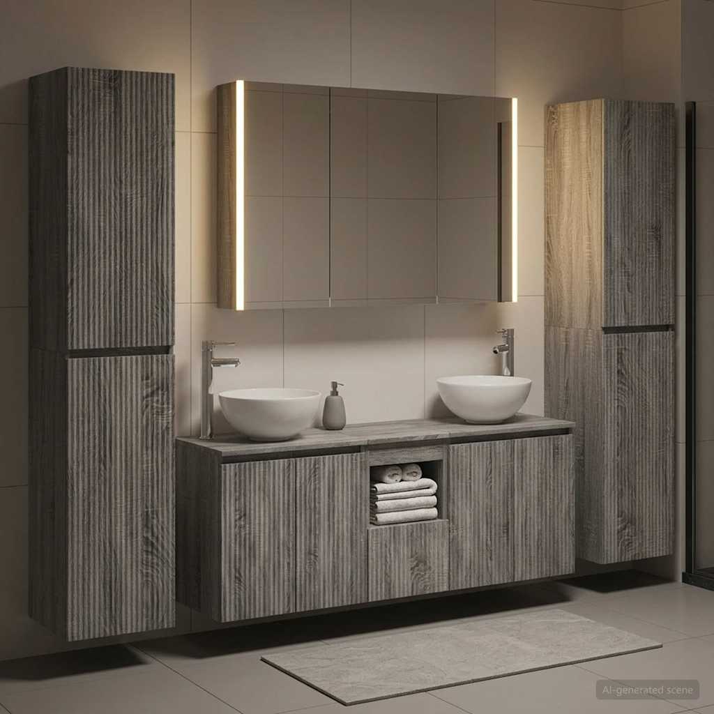 Bathroom Furniture Set 6 pcs Grey Sonoma