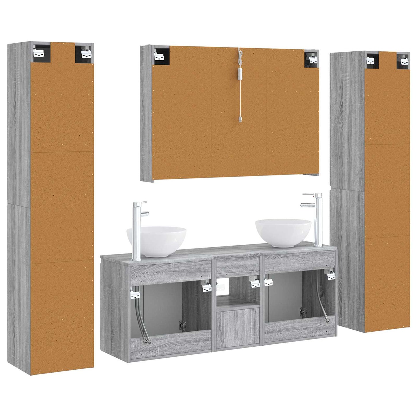 Bathroom Furniture Set 6 pcs Grey Sonoma