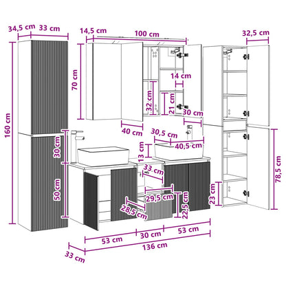 Bathroom Furniture Set 6 pcs Sonoma Oak