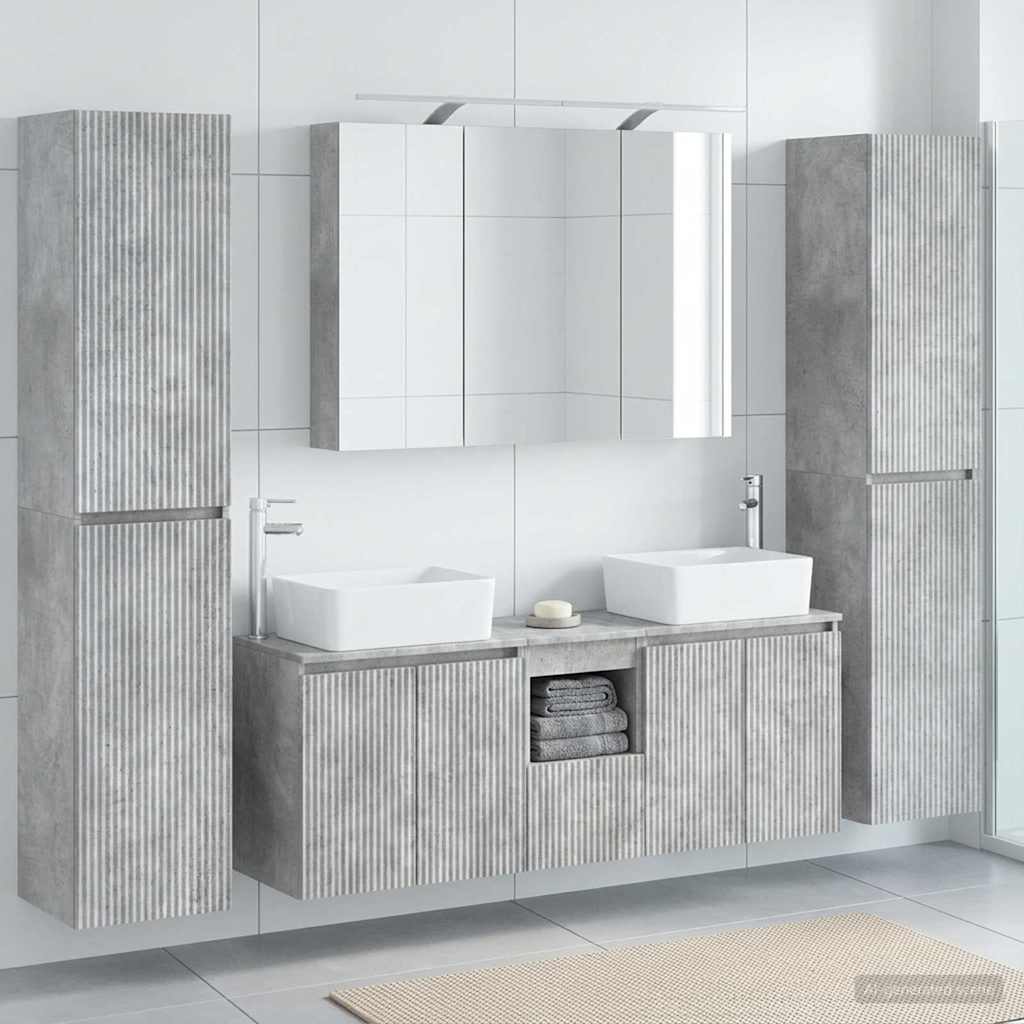 Bathroom Furniture Set 6 pcs Concrete Grey