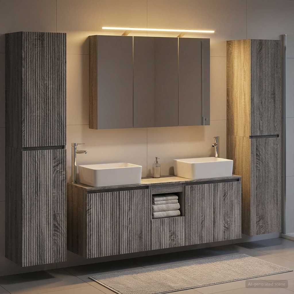 Bathroom Furniture Set 6 pcs Grey Sonoma