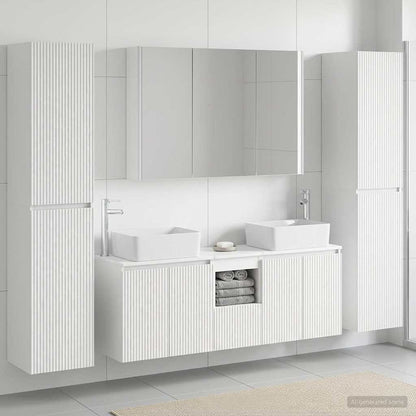 Bathroom Furniture Set 6 pcs White Engineered Wood and Glass