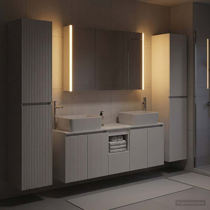 Bathroom Furniture Set 6 pcs White Engineered Wood and Glass