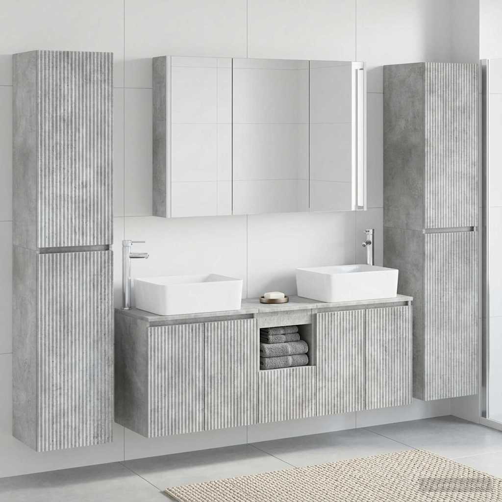 Bathroom Furniture Set 6 pcs Concrete Grey
