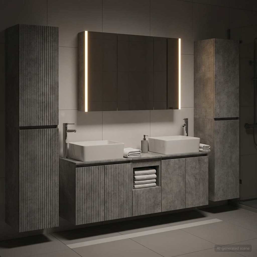 Bathroom Furniture Set 6 pcs Concrete Grey