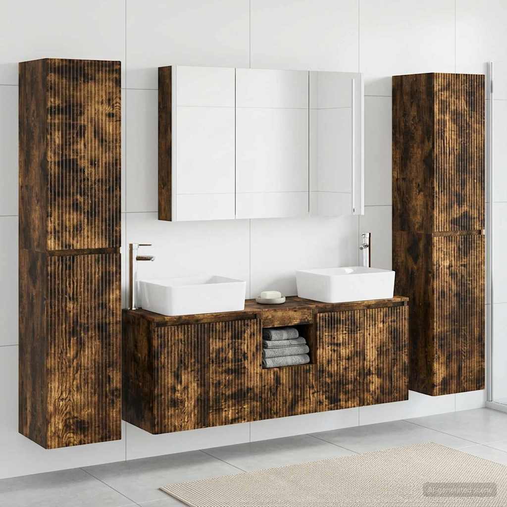 Bathroom Furniture Set 6 pcs Smoked Oak