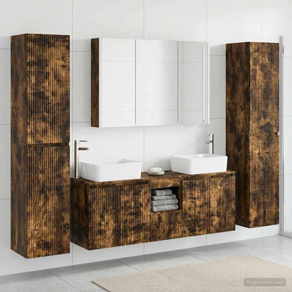 Bathroom Furniture Set 6 pcs Smoked Oak