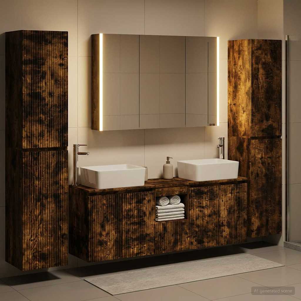 Bathroom Furniture Set 6 pcs Smoked Oak