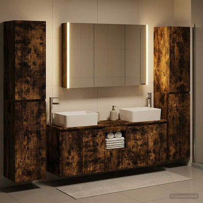 Bathroom Furniture Set 6 pcs Smoked Oak