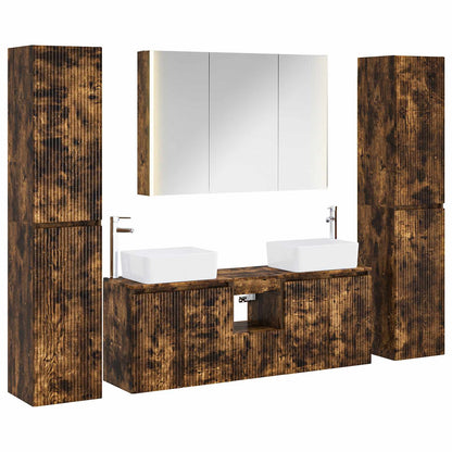 Bathroom Furniture Set 6 pcs Smoked Oak