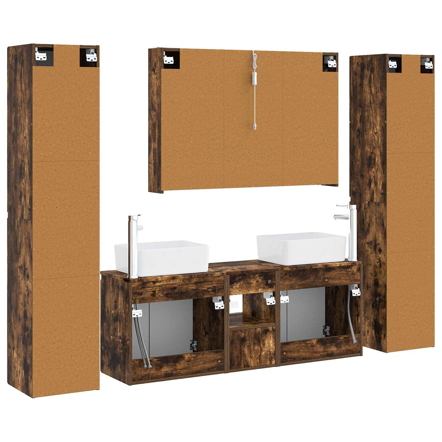Bathroom Furniture Set 6 pcs Smoked Oak